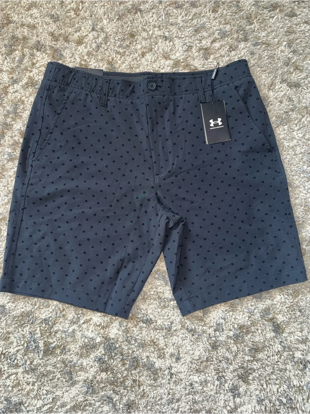 Under Armour Men’s Dark Navy Blue Mini Flower Print Performance Hybrid Shorts